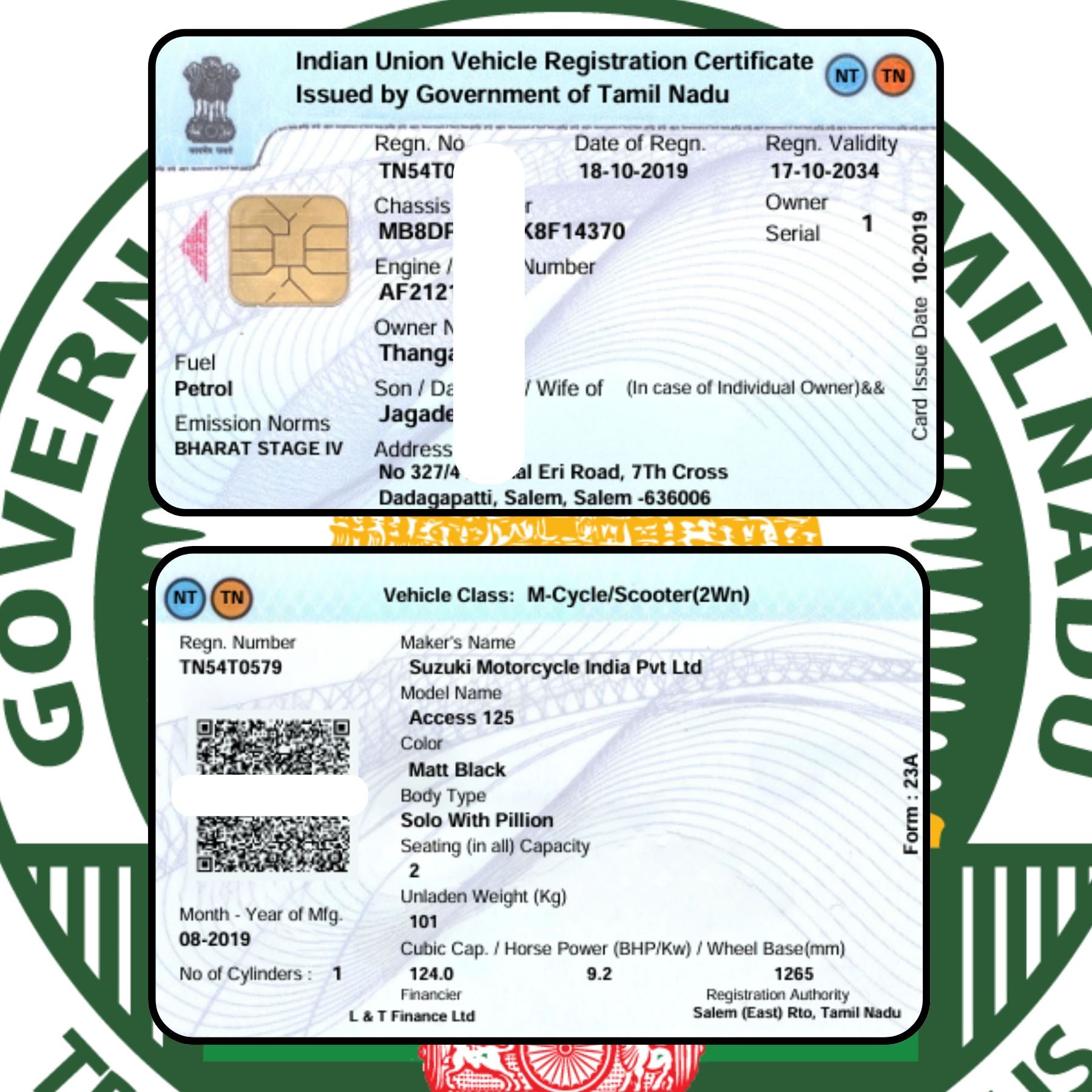 RC PVC Card(Tamilnadu)